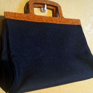 Old Navy jeans and cork handbag